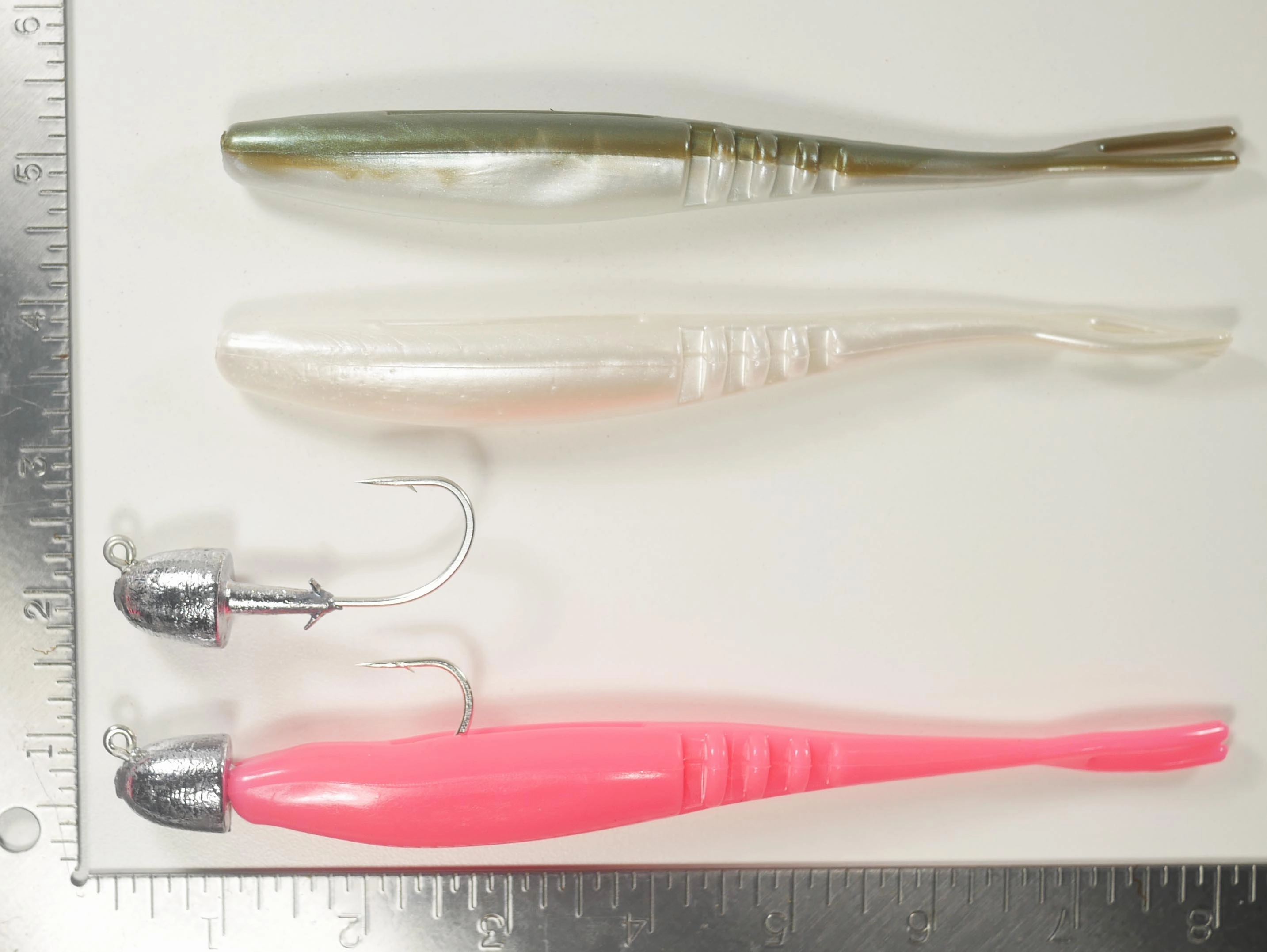 PINK  - JIGHEAD   7" Fluke Soft Plastic -  (2 OR 5) 1, 1.5, OR 2 oz  (5 OR 10) Pack - FREE SHIPPING
