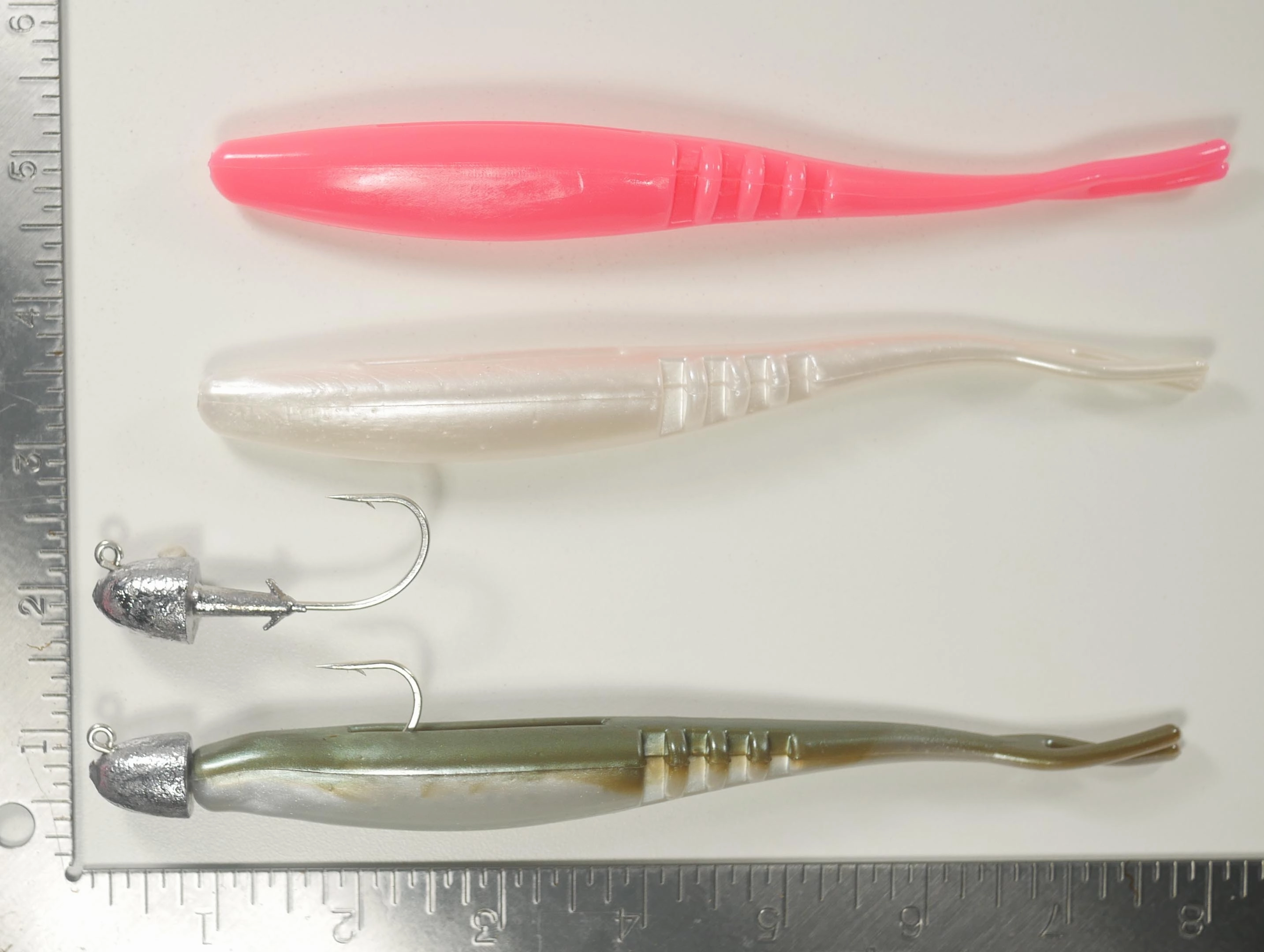 PINK  - JIGHEAD   7" Fluke Soft Plastic -  (2 OR 5) 1, 1.5, OR 2 oz  (5 OR 10) Pack - FREE SHIPPING
