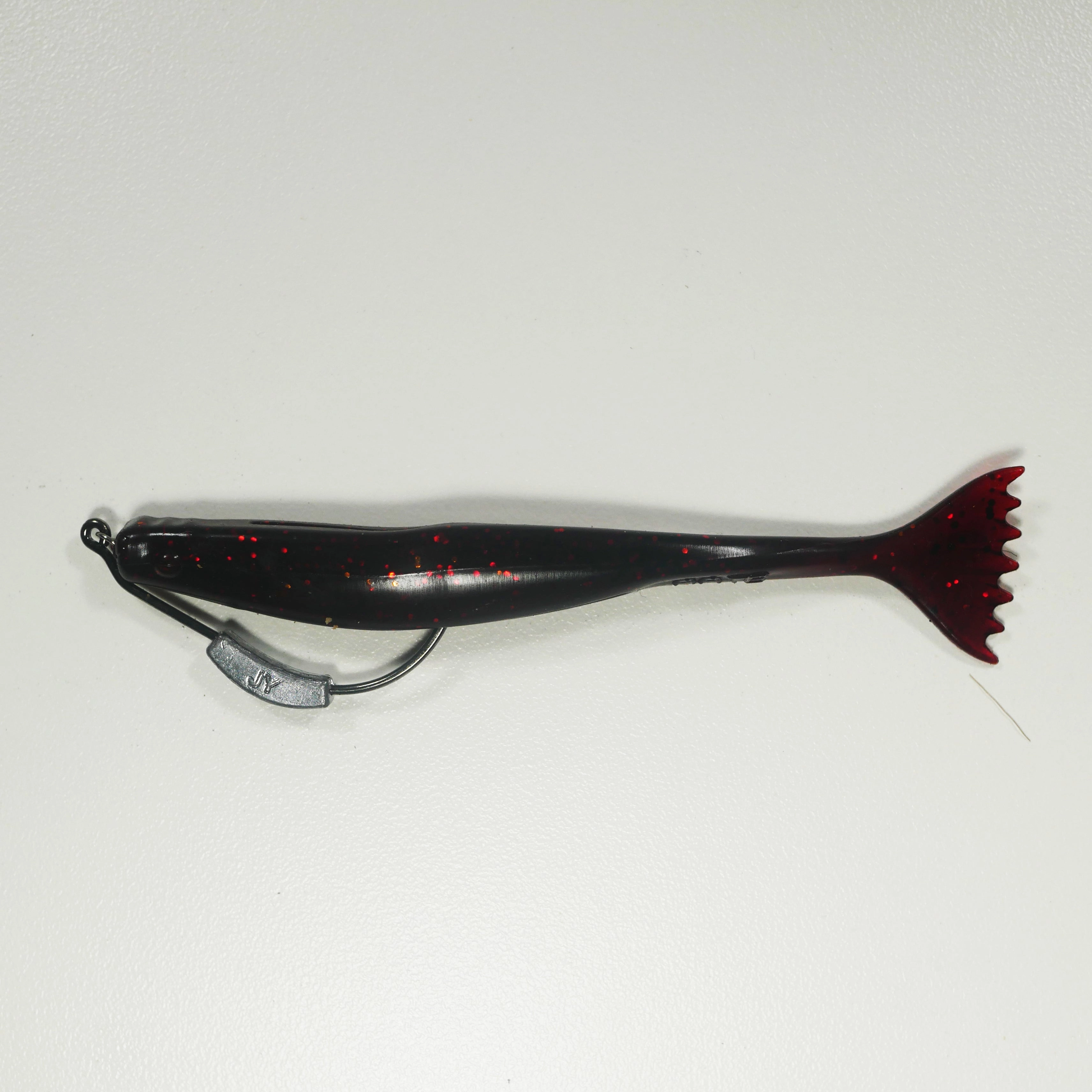 WEIGHTED HOOK RIGGING KIT (Qty 5) SHMINNOW (Shrimp/Minnow) 4" Soft Plastic Shrimp/Fluke (Qty 20) - CHERRY COKE
