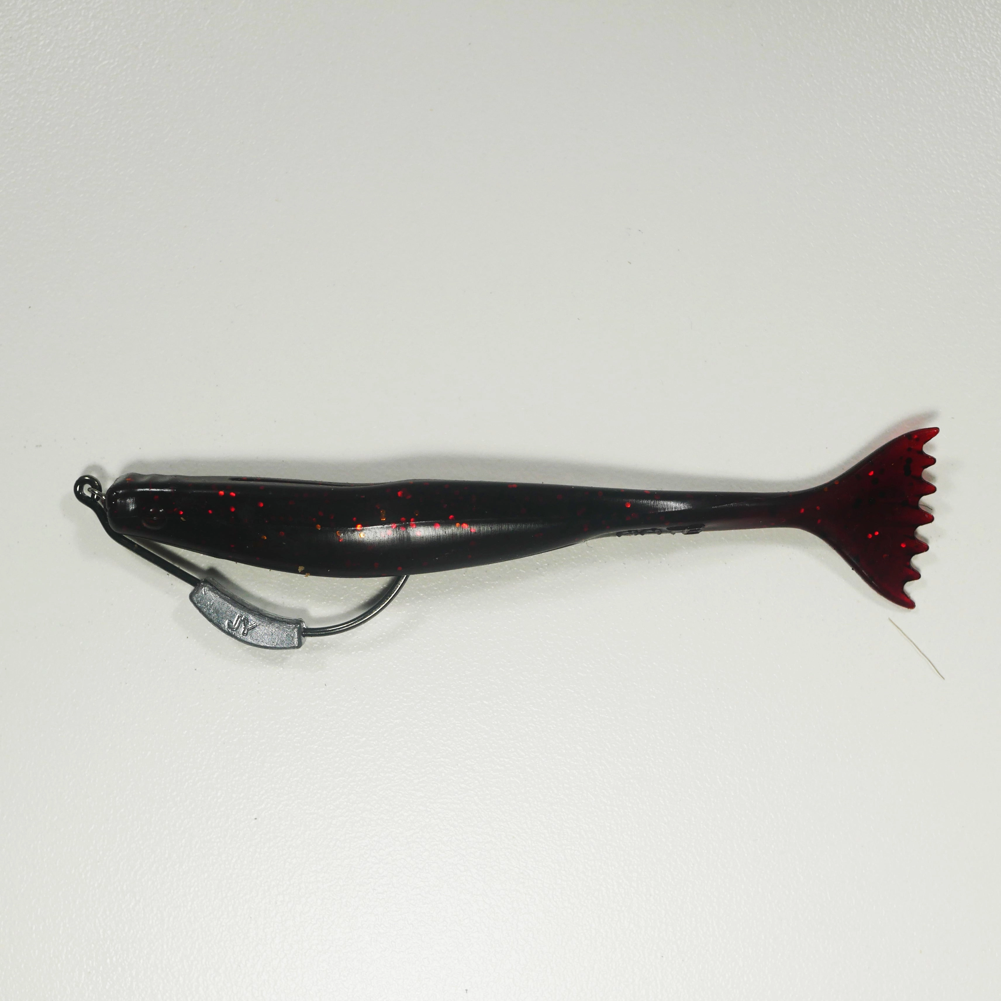 WEIGHTED HOOK RIGGING KIT (Qty 5) SHMINNOW (Shrimp/Minnow) 4" Soft Plastic Shrimp/Fluke (Qty 20) - CHERRY COKE