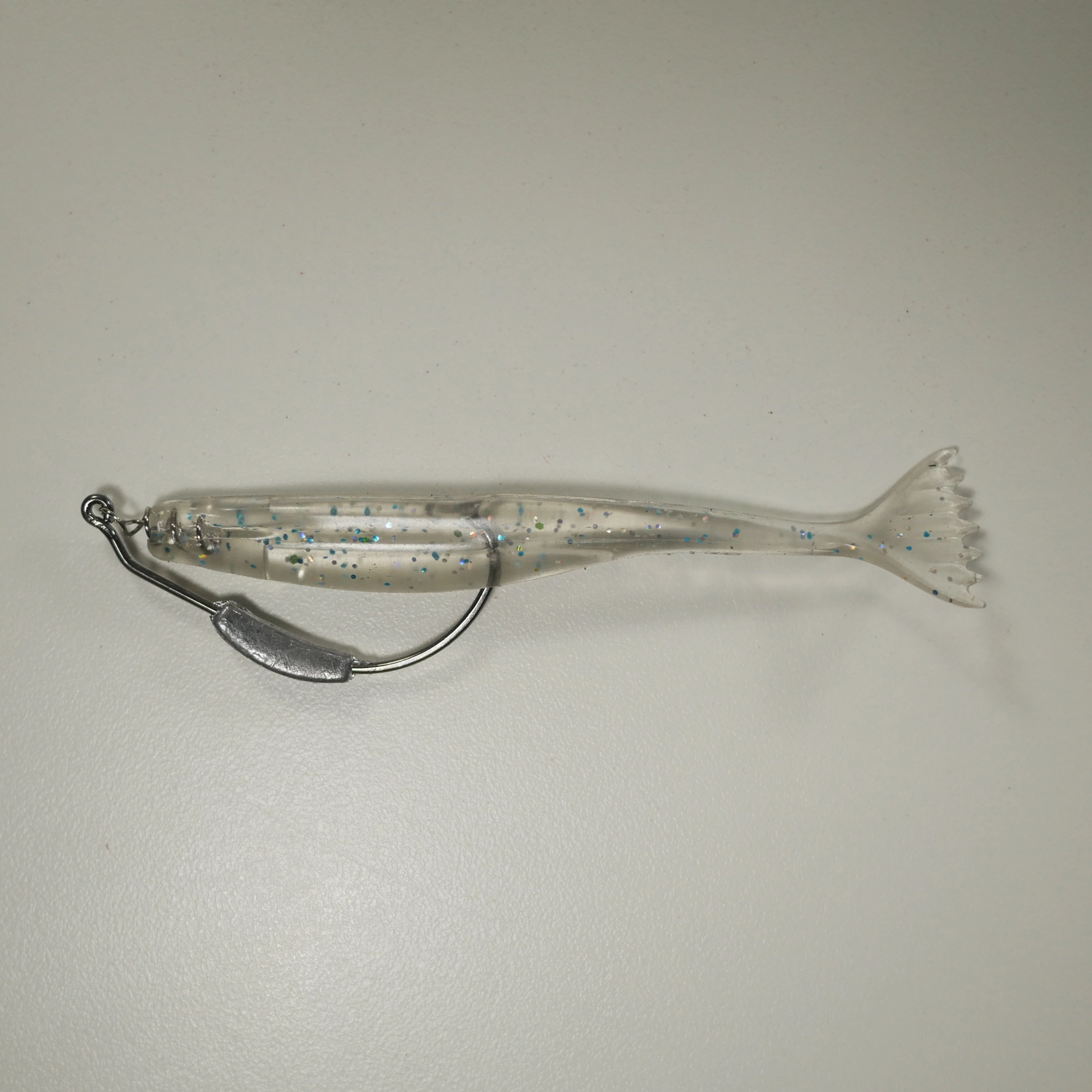 WEIGHTED HOOK RIGGING KIT (Qty 5) SHMINNOW (Shrimp/Minnow) 4" Soft Plastic Shrimp/Fluke (Qty 20) - GRAY