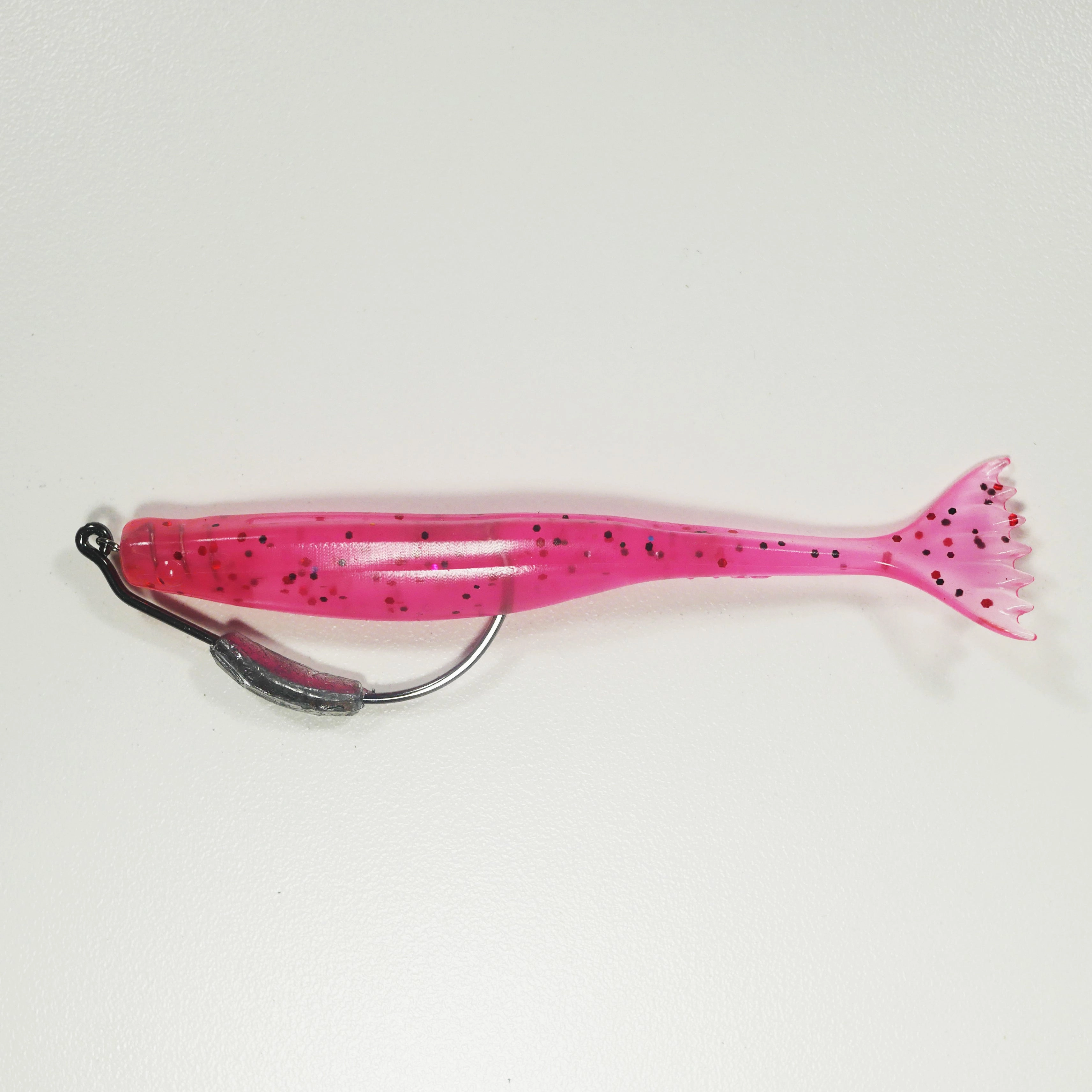 WEIGHTED HOOK RIGGING KIT (Qty 5) SHMINNOW (Shrimp/Minnow) 4" Soft Plastic Shrimp/Fluke (Qty 20) - PINK