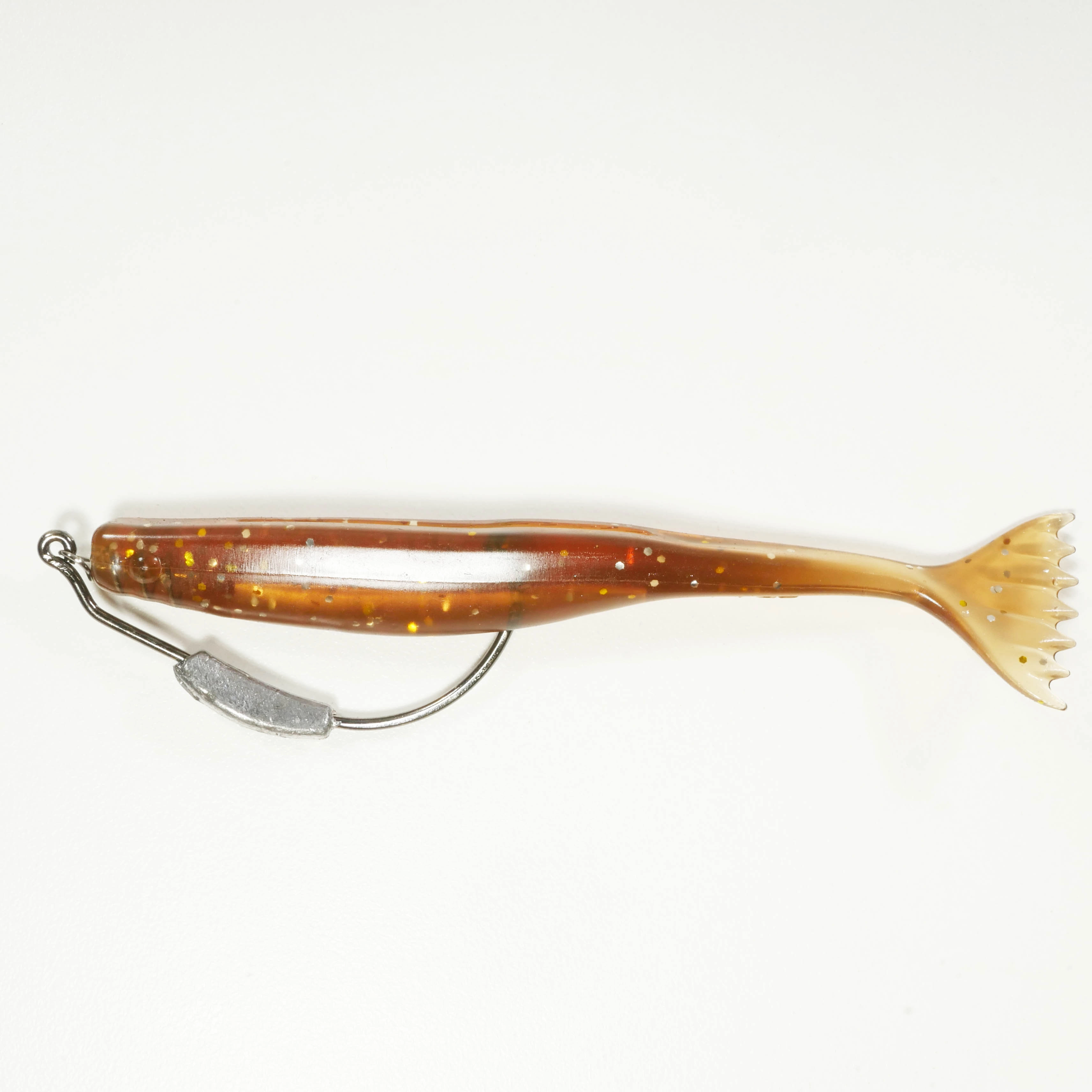 WEIGHTED HOOK RIGGING KIT (Qty 5) SHMINNOW (Shrimp/Minnow) 4" Soft Plastic Shrimp/Fluke (Qty 20) - ROOTBEER