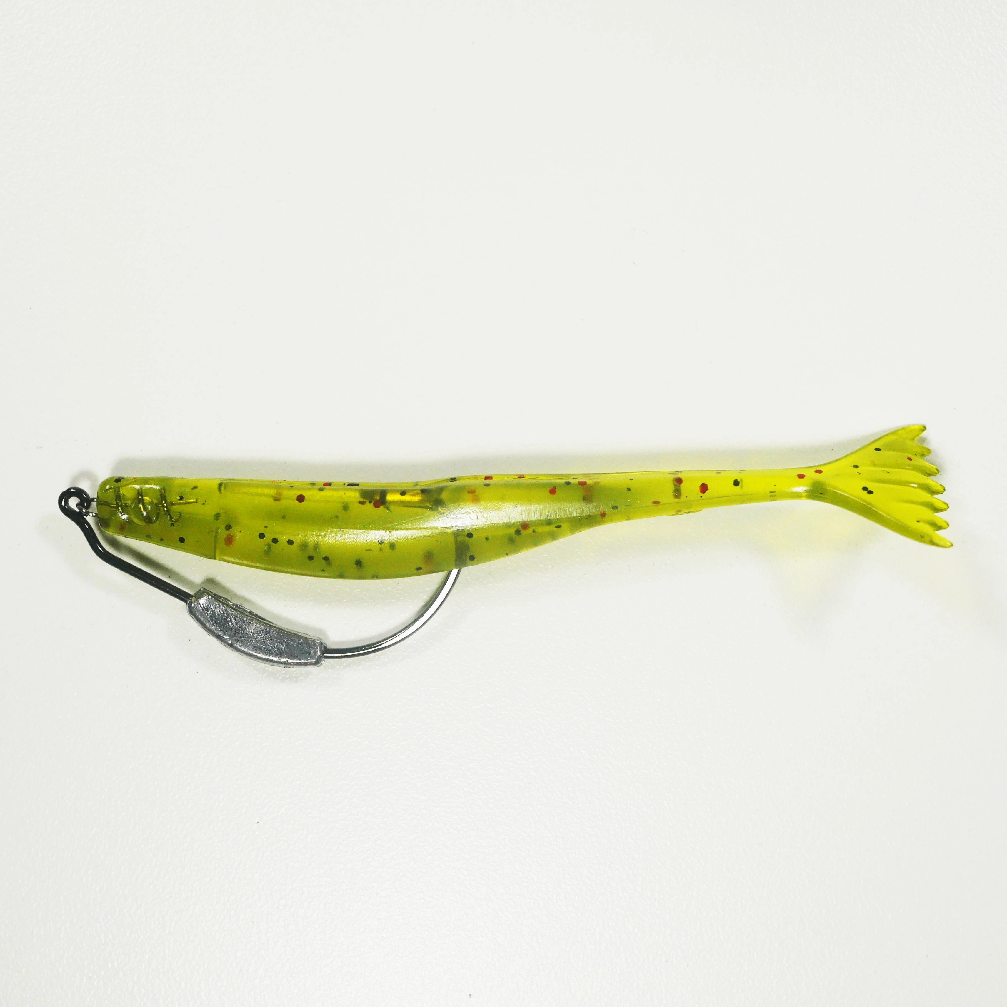 WEIGHTED HOOK RIGGING KIT (Qty 5) SHMINNOW (Shrimp/Minnow) 4" Soft Plastic Shrimp/Fluke (Qty 20) - WATERMELON